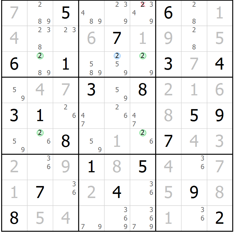 Position des candidats pour la solution de la Gr 8 page 11 du magazine de sudoku Sudoku Suprême n° 037