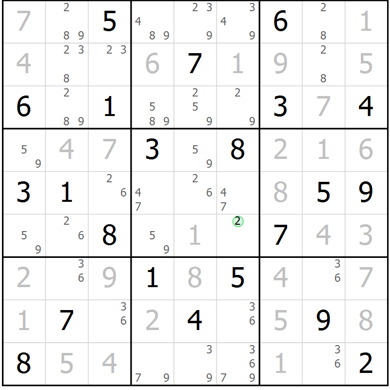 Position des candidats pour la solution de la Gr 8 page 11 du magazine de sudoku Sudoku Suprême n° 037