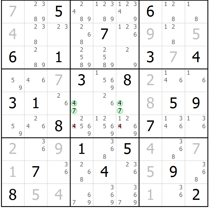 Position des candidats pour la solution de la Gr 8 page 11 du magazine de sudoku Sudoku Suprême n° 037