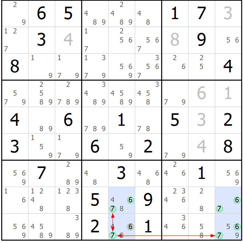 Position des candidats pour la solution de la Gr 80 page 83 du magazine de sudoku Sudoku Suprême n° 037