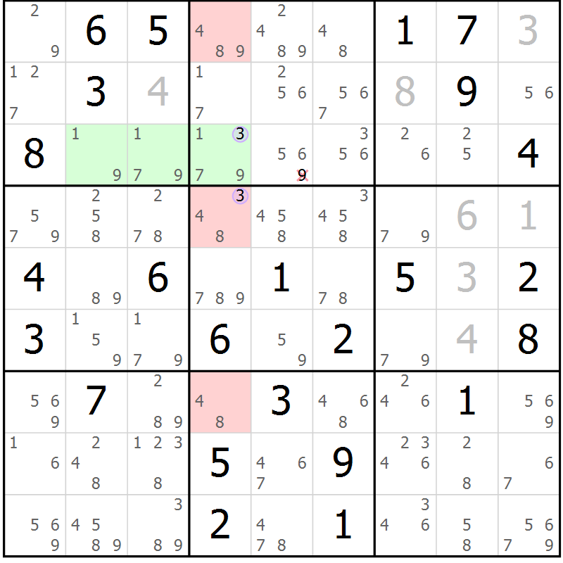 Position des candidats pour la solution de la Gr 80 page 83 du magazine de sudoku Sudoku Suprême n° 037