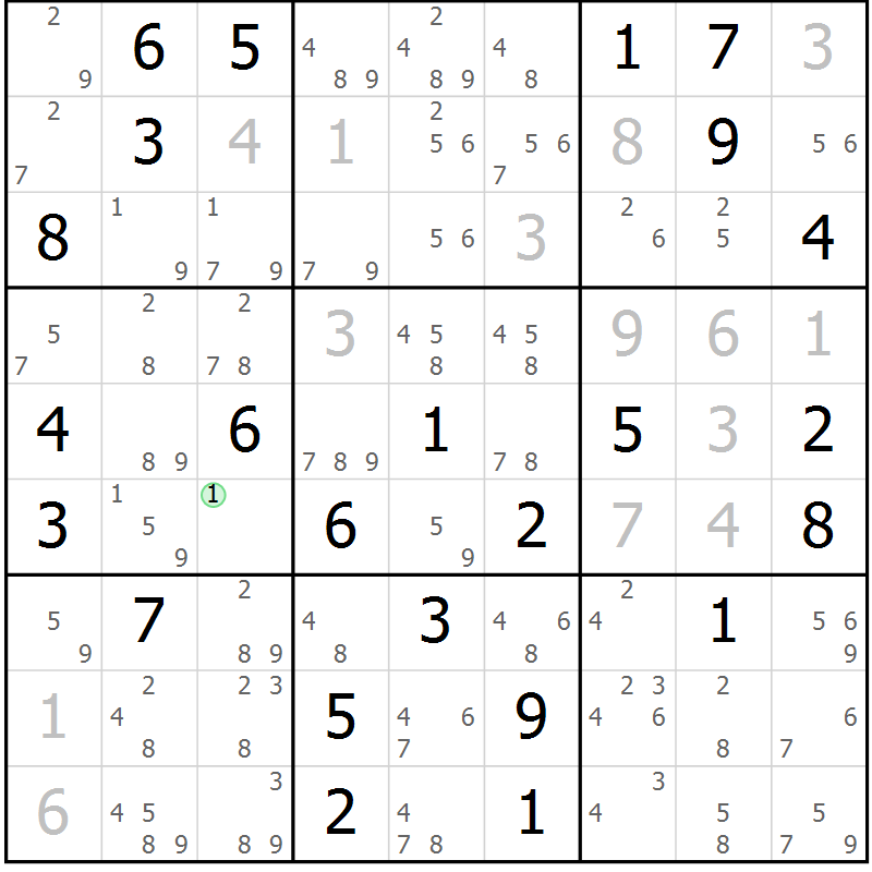 Position des candidats pour la solution de la Gr 80 page 83 du magazine de sudoku Sudoku Suprême n° 037
