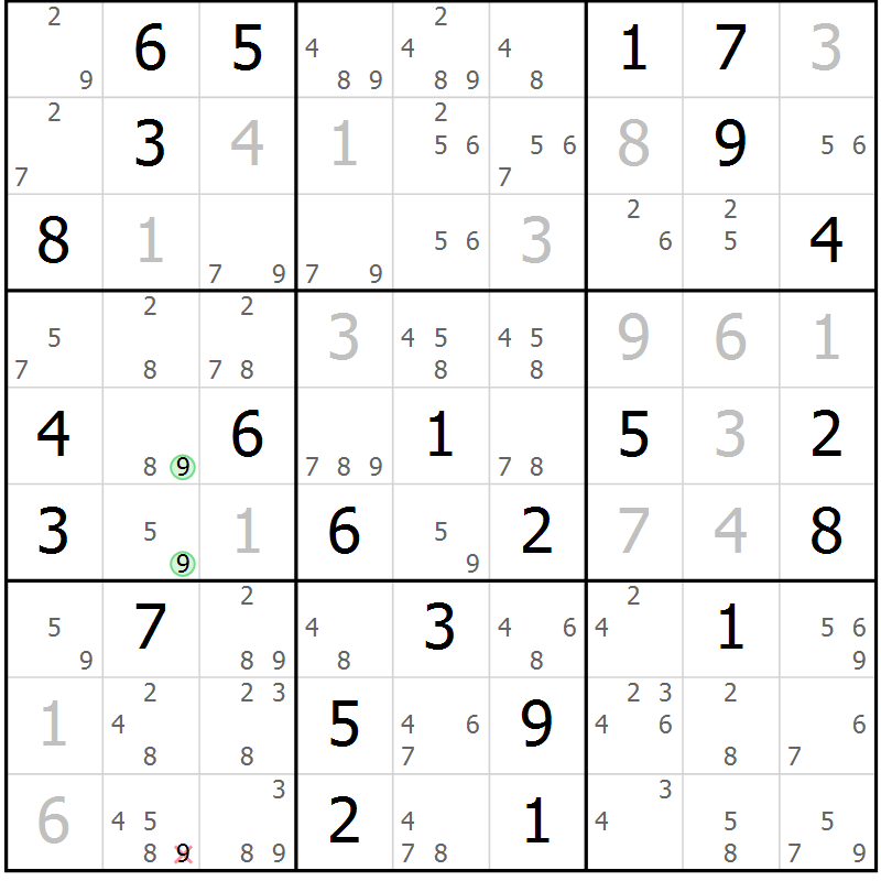 Position des candidats pour la solution de la Gr 80 page 83 du magazine de sudoku Sudoku Suprême n° 037