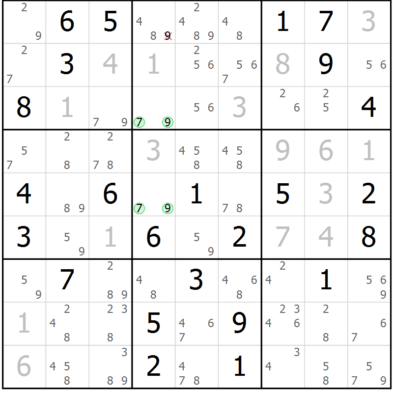 Position des candidats pour la solution de la Gr 80 page 83 du magazine de sudoku Sudoku Suprême n° 037