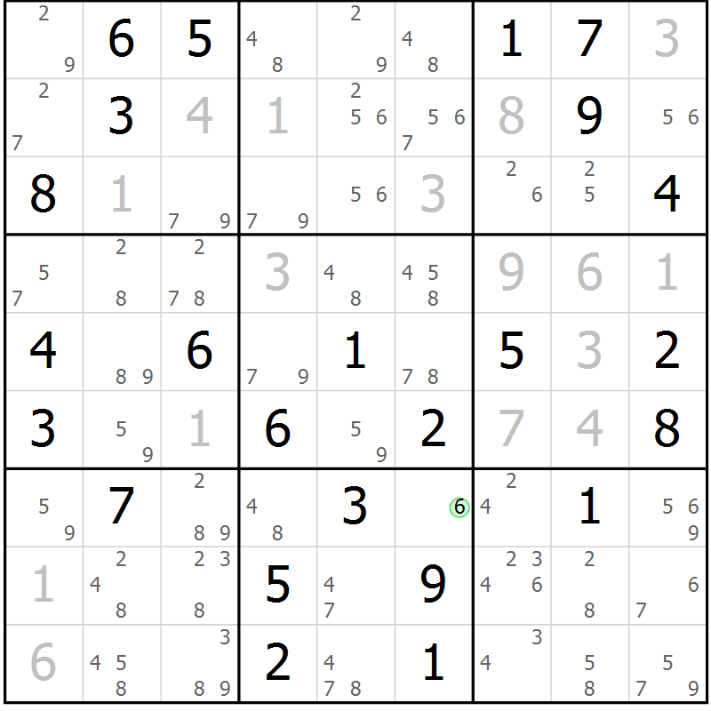 Position des candidats pour la solution de la Gr 80 page 83 du magazine de sudoku Sudoku Suprême n° 037