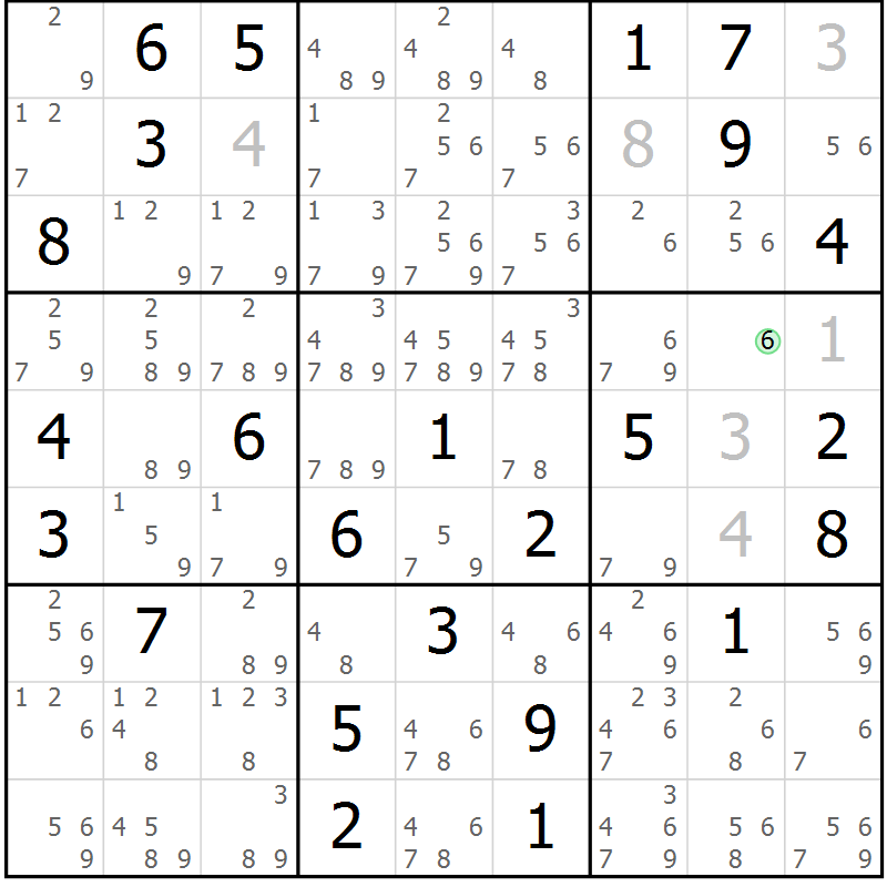 Position des candidats pour la solution de la Gr 80 page 83 du magazine de sudoku Sudoku Suprême n° 037