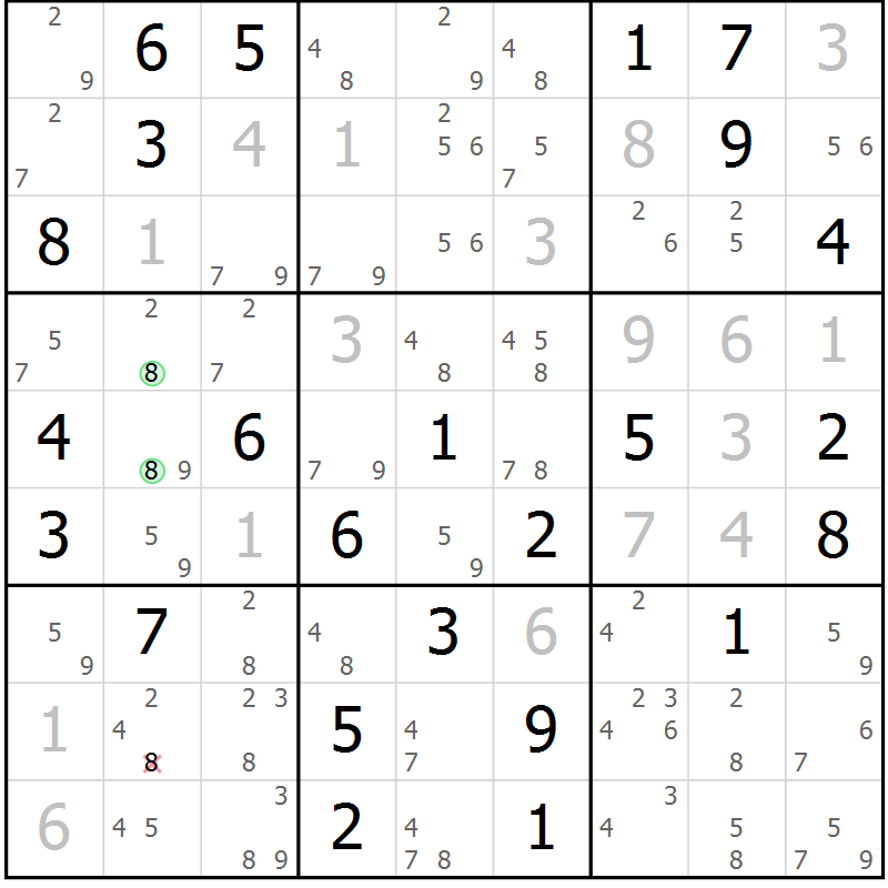 Position des candidats pour la solution de la Gr 80 page 83 du magazine de sudoku Sudoku Suprême n° 037