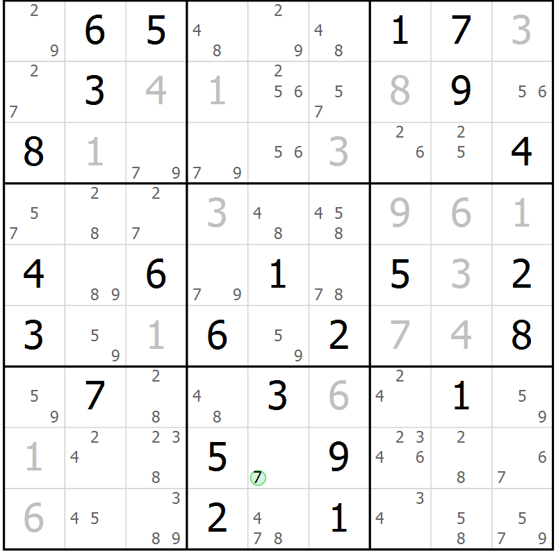 Position des candidats pour la solution de la Gr 80 page 83 du magazine de sudoku Sudoku Suprême n° 037