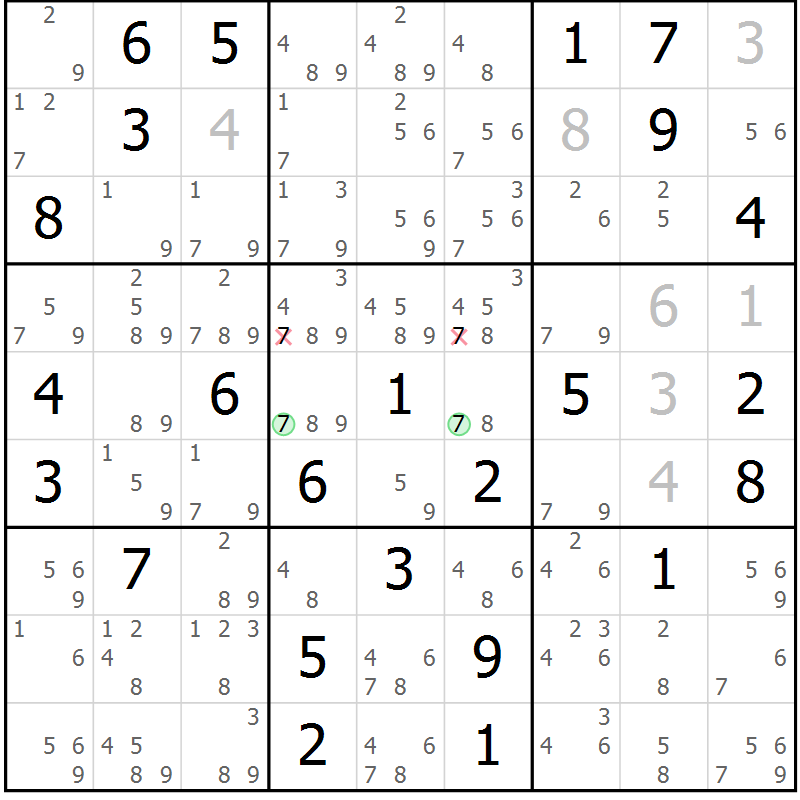 Position des candidats pour la solution de la Gr 80 page 83 du magazine de sudoku Sudoku Suprême n° 037
