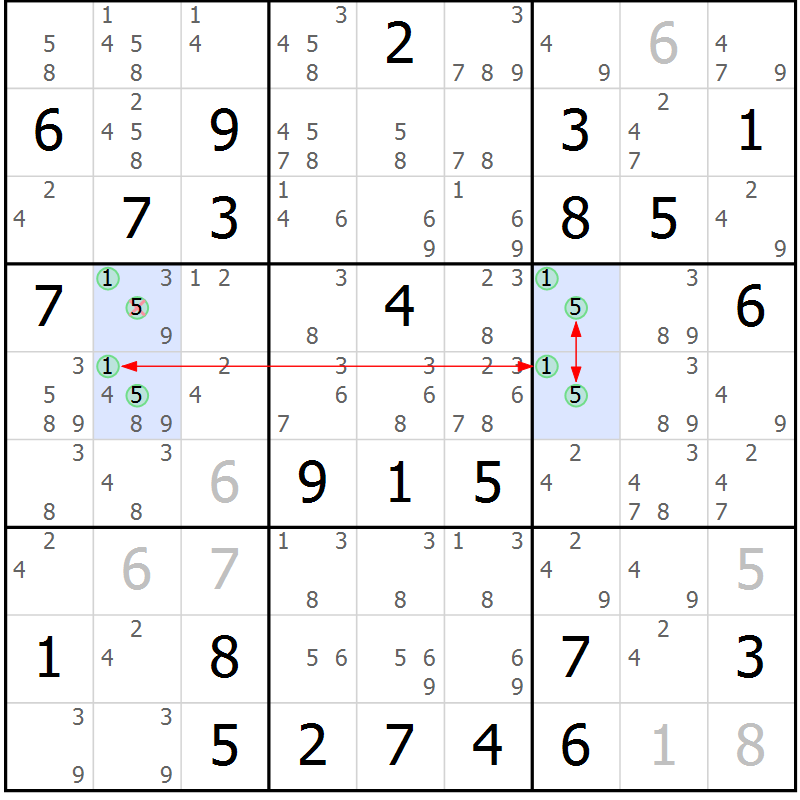 Position des candidats pour la solution de la Gr 81 page 84 du magazine de sudoku Sudoku Suprême n° 037