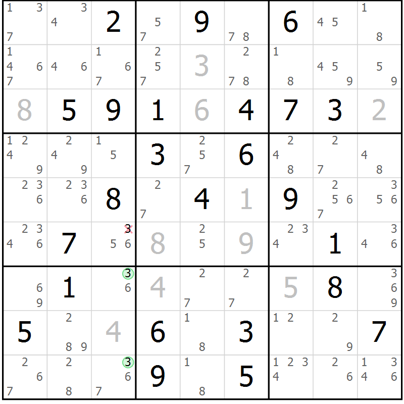 Position des candidats pour la solution de la Gr 82 page 85 du magazine de sudoku Sudoku Suprême n° 037