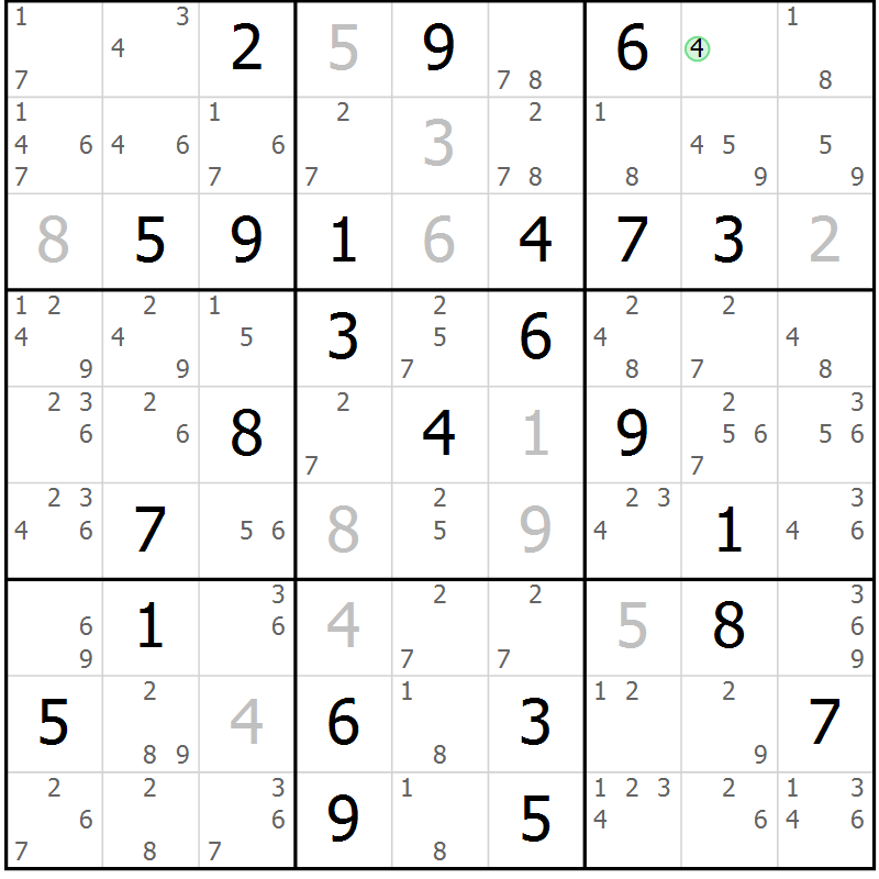 Position des candidats pour la solution de la Gr 82 page 85 du magazine de sudoku Sudoku Suprême n° 037