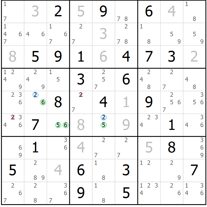 Position des candidats pour la solution de la Gr 82 page 85 du magazine de sudoku Sudoku Suprême n° 037