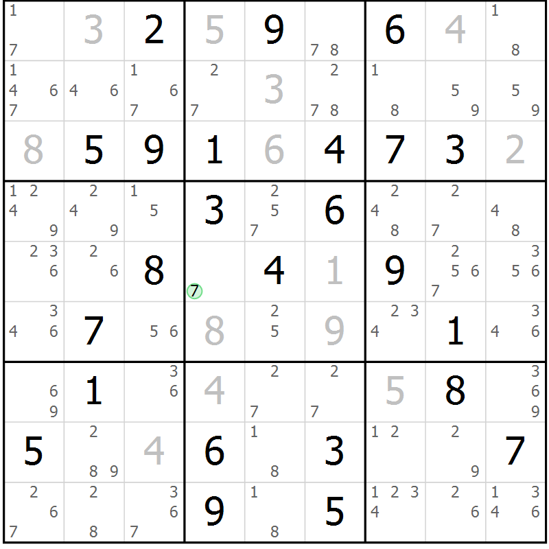 Position des candidats pour la solution de la Gr 82 page 85 du magazine de sudoku Sudoku Suprême n° 037