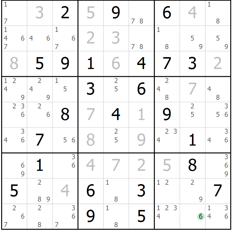Position des candidats pour la solution de la Gr 82 page 85 du magazine de sudoku Sudoku Suprême n° 037