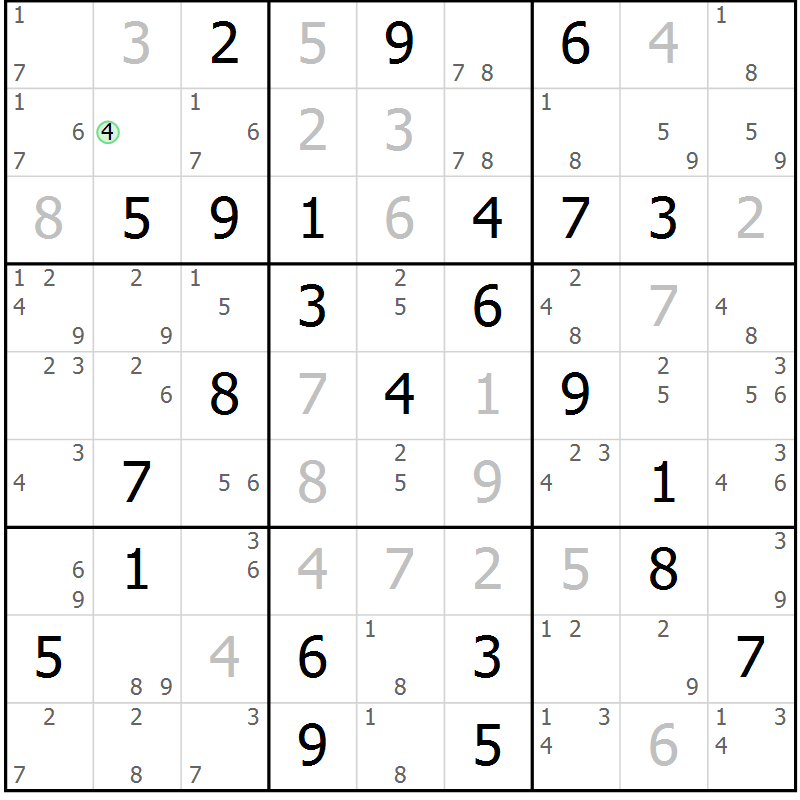 Position des candidats pour la solution de la Gr 82 page 85 du magazine de sudoku Sudoku Suprême n° 037