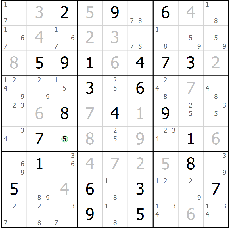 Position des candidats pour la solution de la Gr 82 page 85 du magazine de sudoku Sudoku Suprême n° 037