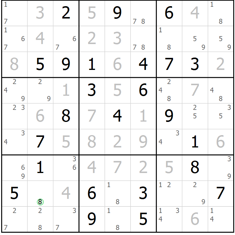 Position des candidats pour la solution de la Gr 82 page 85 du magazine de sudoku Sudoku Suprême n° 037