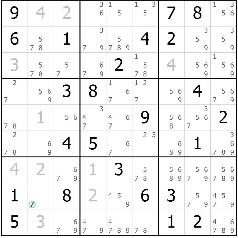 Position des candidats pour la solution de la Gr 83 page 86 du magazine de sudoku Sudoku Suprême n° 037