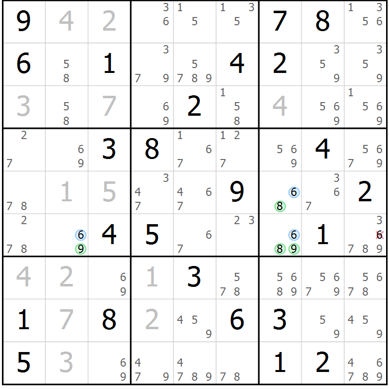 Position des candidats pour la solution de la Gr 83 page 86 du magazine de sudoku Sudoku Suprême n° 037