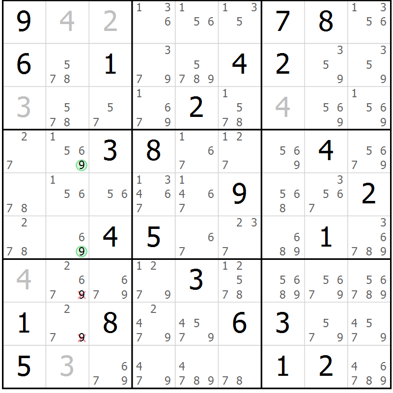 Position des candidats pour la solution de la Gr 83 page 86 du magazine de sudoku Sudoku Suprême n° 037