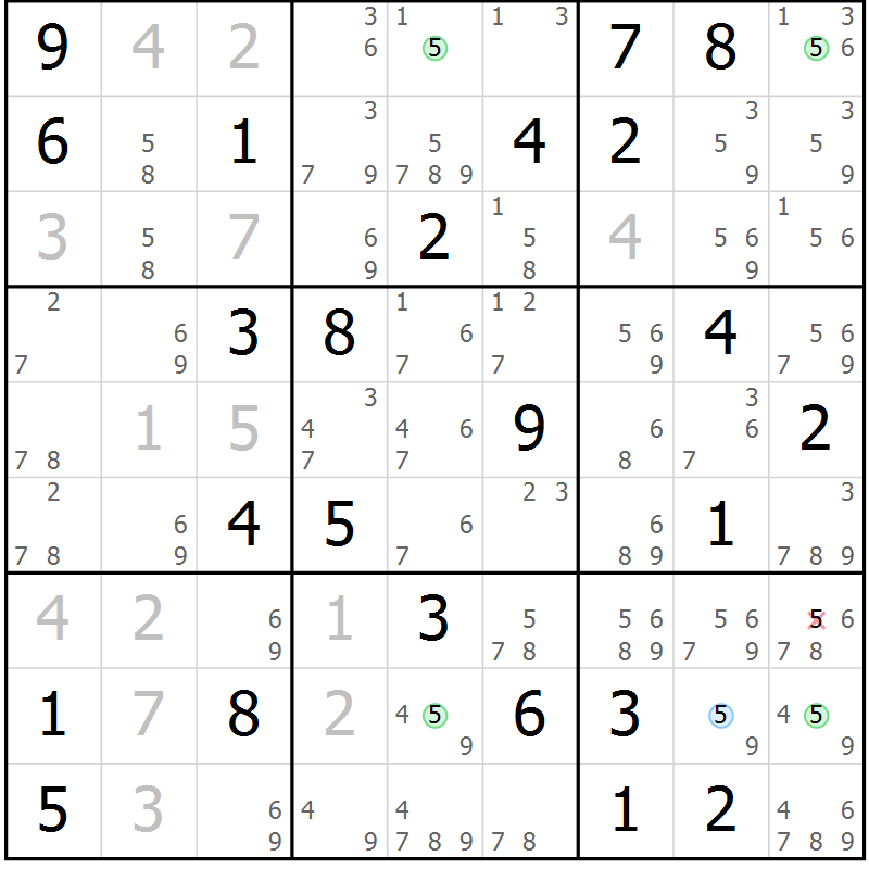 Position des candidats pour la solution de la Gr 83 page 86 du magazine de sudoku Sudoku Suprême n° 037