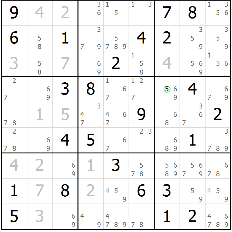 Position des candidats pour la solution de la Gr 83 page 86 du magazine de sudoku Sudoku Suprême n° 037