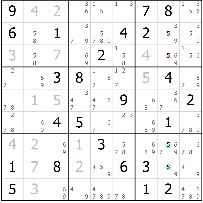 Position des candidats pour la solution de la Gr 83 page 86 du magazine de sudoku Sudoku Suprême n° 037