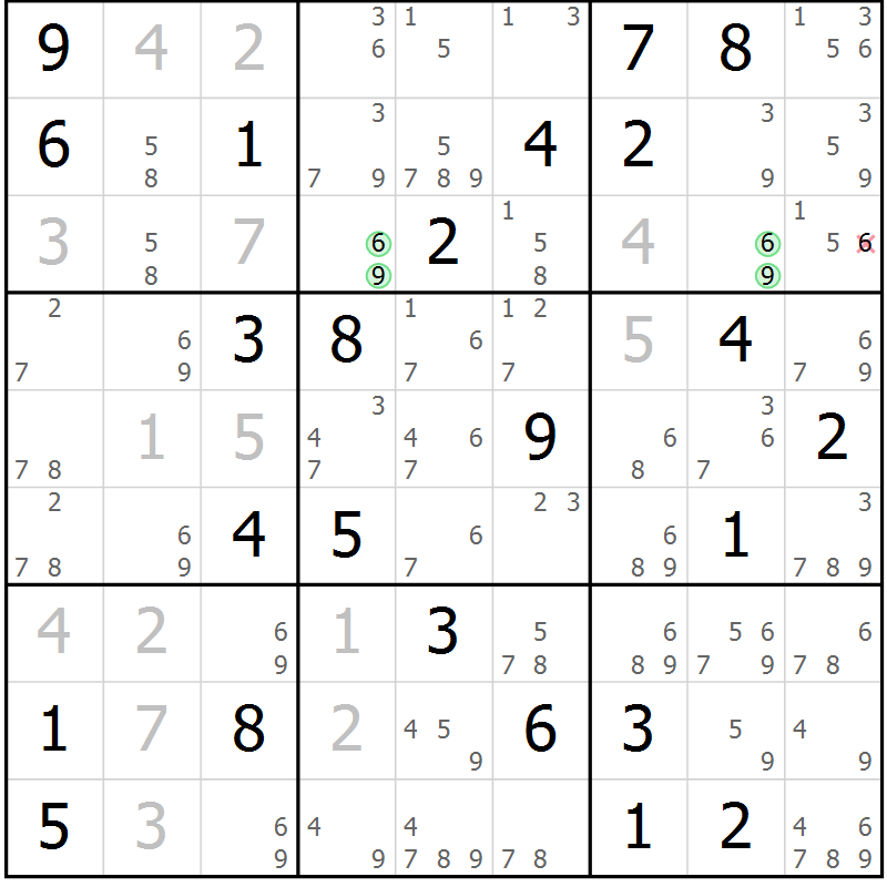 Position des candidats pour la solution de la Gr 83 page 86 du magazine de sudoku Sudoku Suprême n° 037