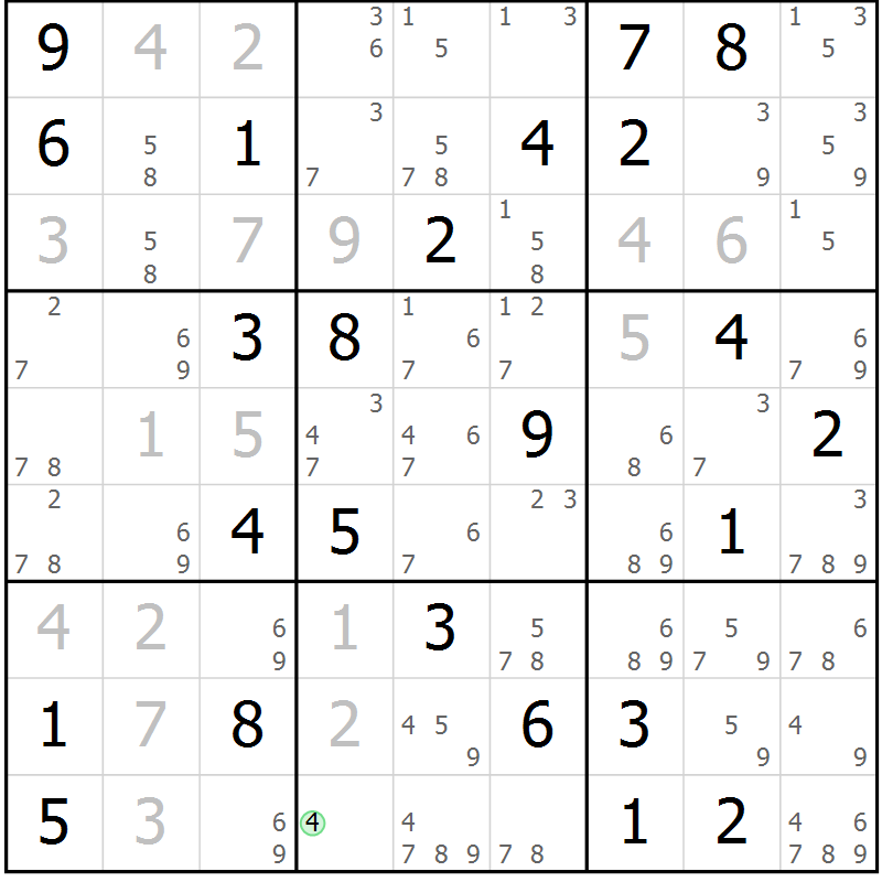 Position des candidats pour la solution de la Gr 83 page 86 du magazine de sudoku Sudoku Suprême n° 037