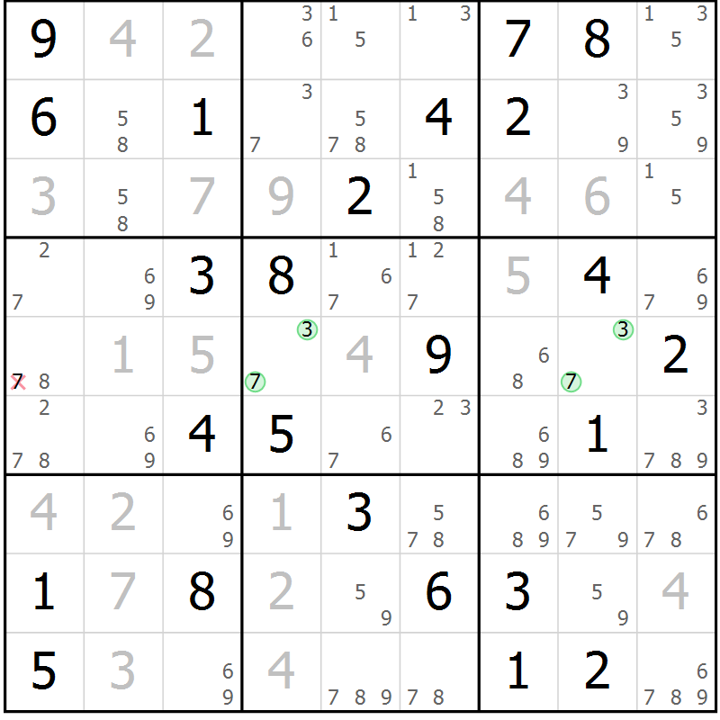 Position des candidats pour la solution de la Gr 83 page 86 du magazine de sudoku Sudoku Suprême n° 037