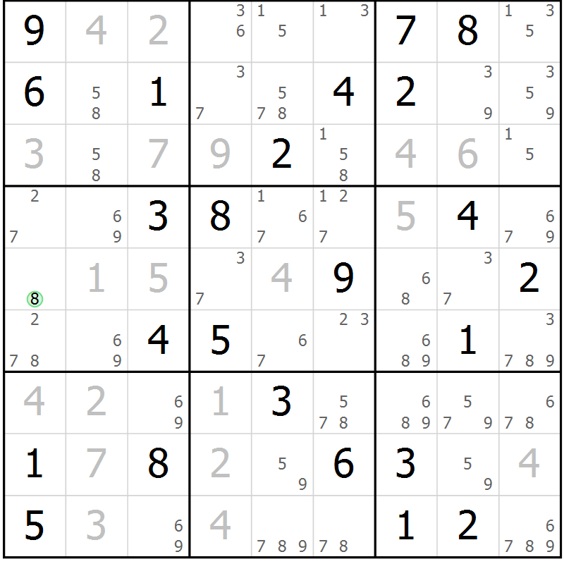 Position des candidats pour la solution de la Gr 83 page 86 du magazine de sudoku Sudoku Suprême n° 037