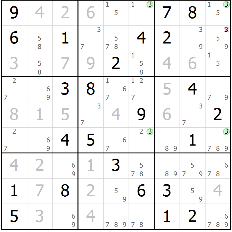 Position des candidats pour la solution de la Gr 83 page 86 du magazine de sudoku Sudoku Suprême n° 037