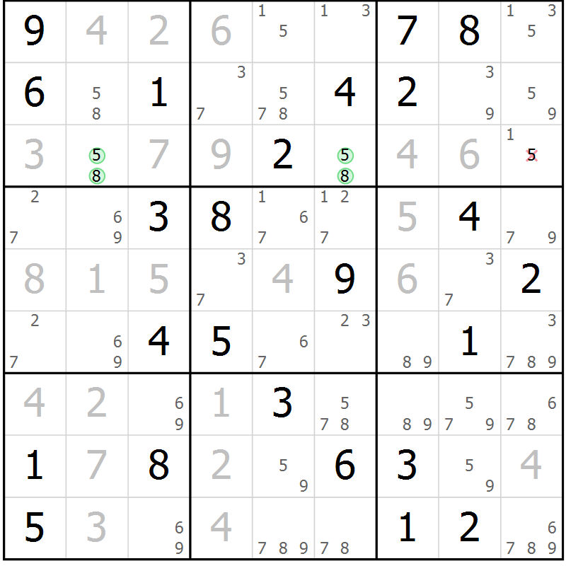 Position des candidats pour la solution de la Gr 83 page 86 du magazine de sudoku Sudoku Suprême n° 037