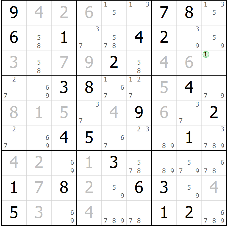 Position des candidats pour la solution de la Gr 83 page 86 du magazine de sudoku Sudoku Suprême n° 037
