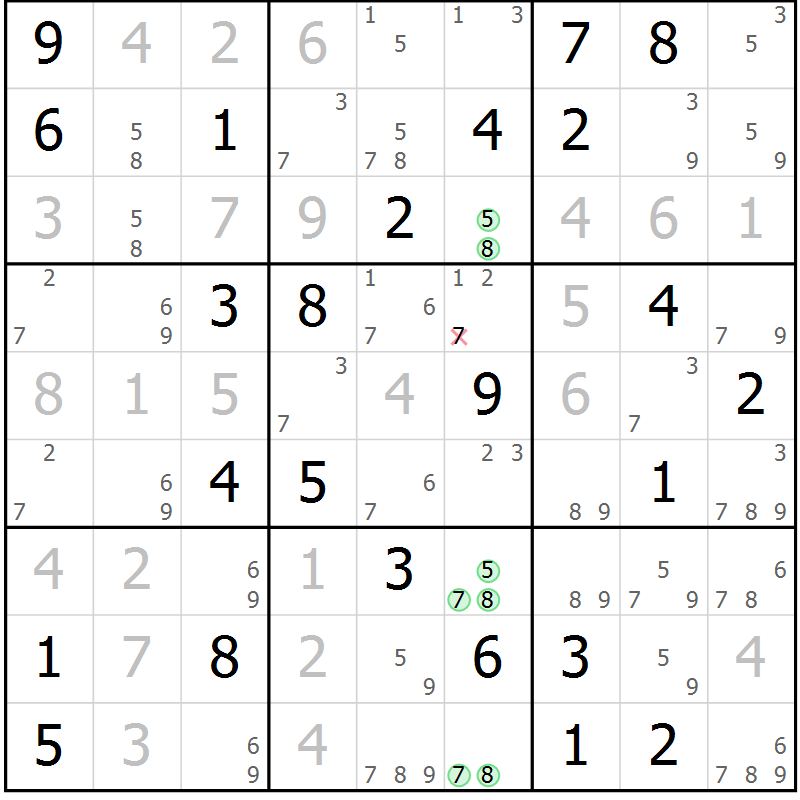 Position des candidats pour la solution de la Gr 83 page 86 du magazine de sudoku Sudoku Suprême n° 037