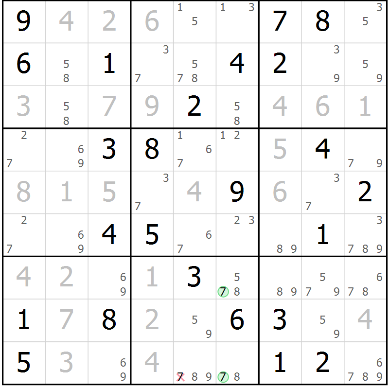 Position des candidats pour la solution de la Gr 83 page 86 du magazine de sudoku Sudoku Suprême n° 037