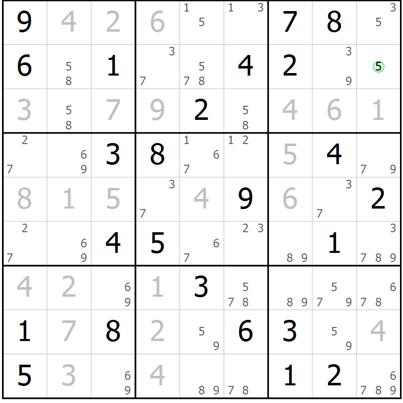 Position des candidats pour la solution de la Gr 83 page 86 du magazine de sudoku Sudoku Suprême n° 037