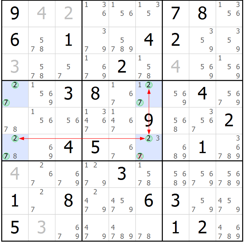 Position des candidats pour la solution de la Gr 83 page 86 du magazine de sudoku Sudoku Suprême n° 037