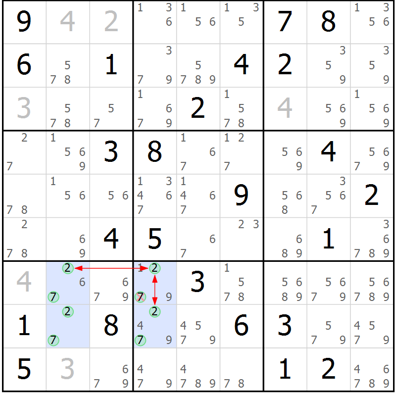 Position des candidats pour la solution de la Gr 83 page 86 du magazine de sudoku Sudoku Suprême n° 037