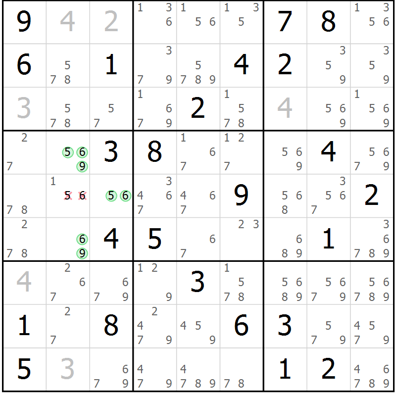 Position des candidats pour la solution de la Gr 83 page 86 du magazine de sudoku Sudoku Suprême n° 037