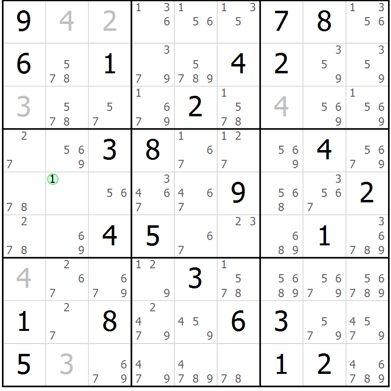 Position des candidats pour la solution de la Gr 83 page 86 du magazine de sudoku Sudoku Suprême n° 037
