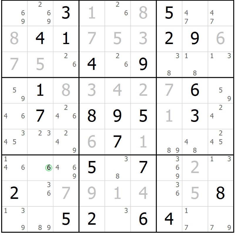 Position des candidats pour la solution de la Gr 84 page 87 du magazine de sudoku Sudoku Suprême n° 037