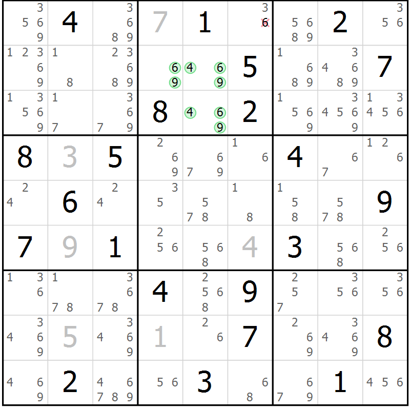 Position des candidats pour la solution de la Gr 9 page 12 du magazine de sudoku Sudoku Suprême n° 037