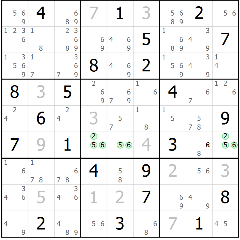 Position des candidats pour la solution de la Gr 9 page 12 du magazine de sudoku Sudoku Suprême n° 037