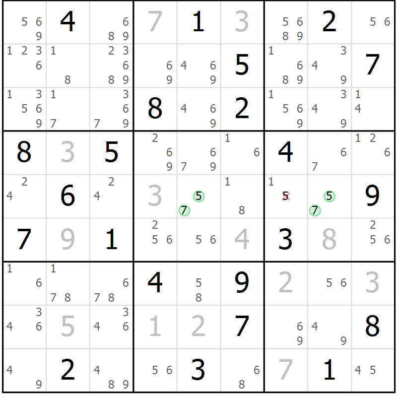 Position des candidats pour la solution de la Gr 9 page 12 du magazine de sudoku Sudoku Suprême n° 037