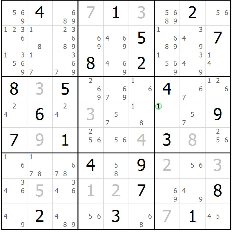 Position des candidats pour la solution de la Gr 9 page 12 du magazine de sudoku Sudoku Suprême n° 037