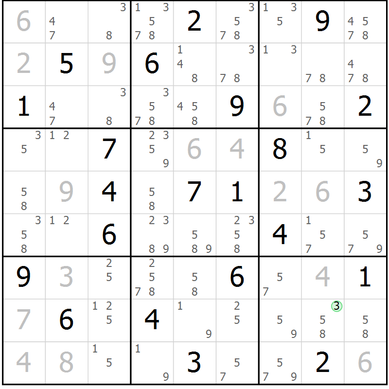 Position des candidats pour la solution de la Gr 1 page 4 du magazine de sudoku Sudoku Suprême n° 039