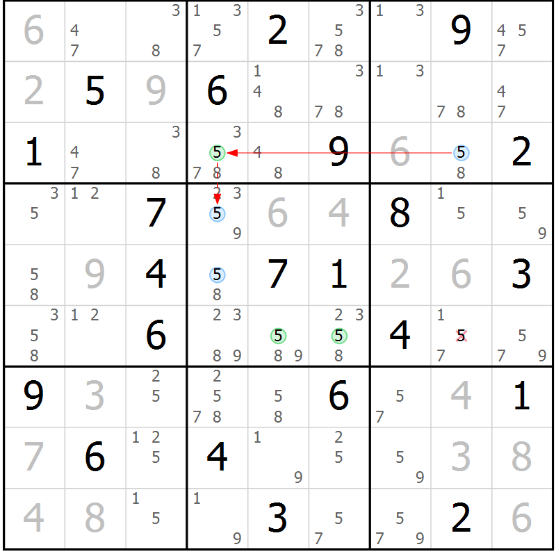Position des candidats pour la solution de la Gr 1 page 4 du magazine de sudoku Sudoku Suprême n° 039