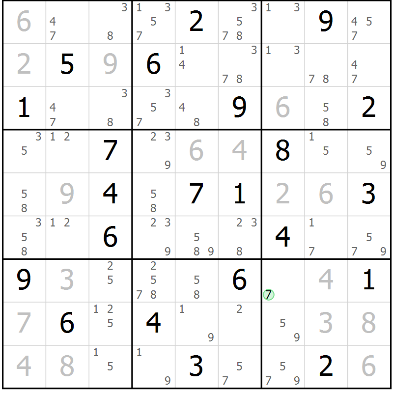 Position des candidats pour la solution de la Gr 1 page 4 du magazine de sudoku Sudoku Suprême n° 039